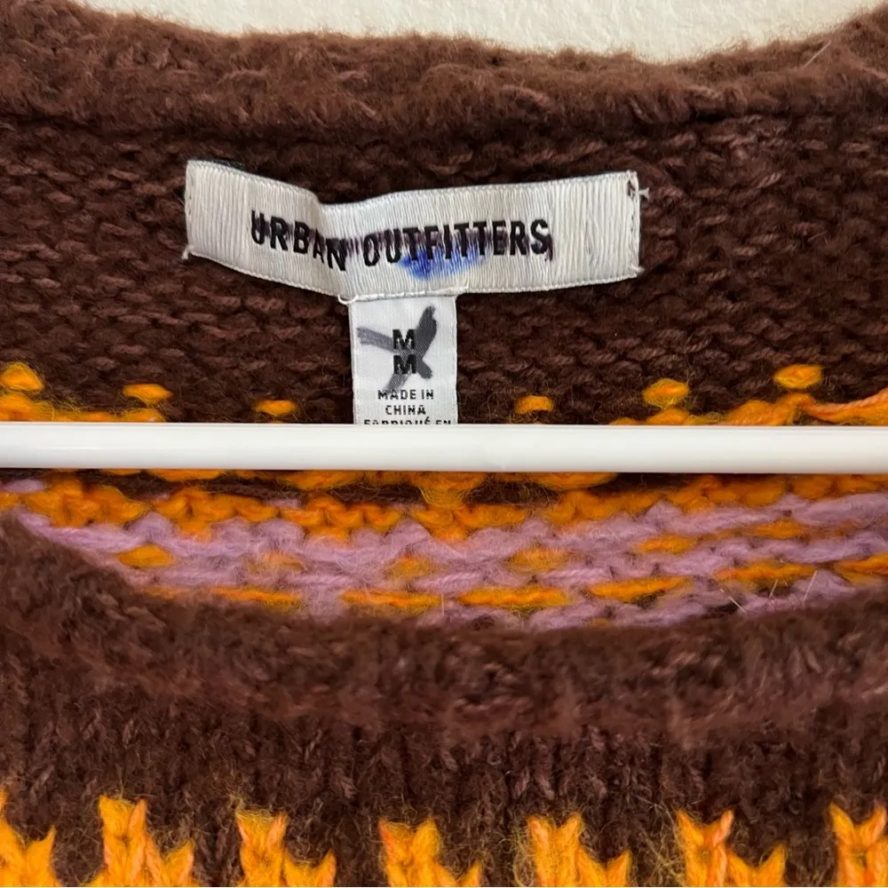 Urban Outfitters UO Turner Cropped Fairisle Sweater Y2K Colorblock - Image 5