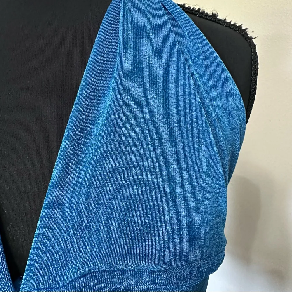 Blue Halter Neck Ruched Women's Top L Size L - Image 3