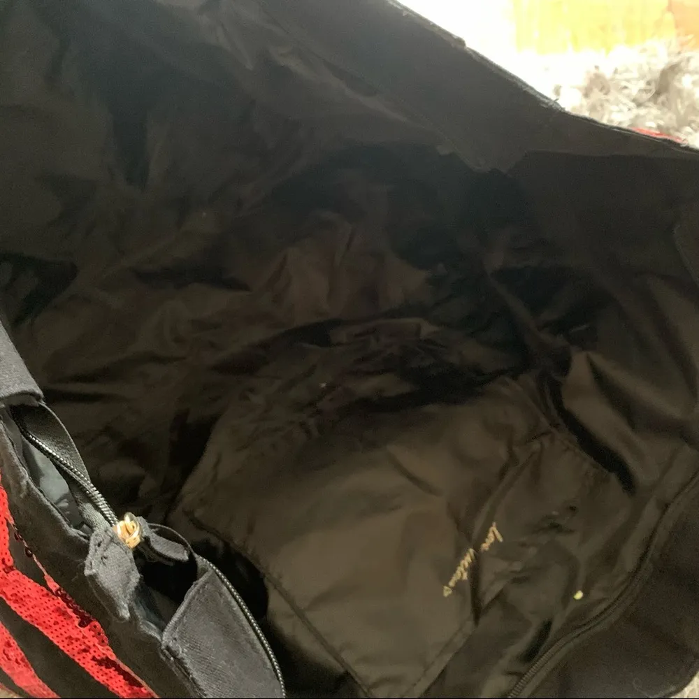 victoria's secret large tote bag sequins black red - Image 4