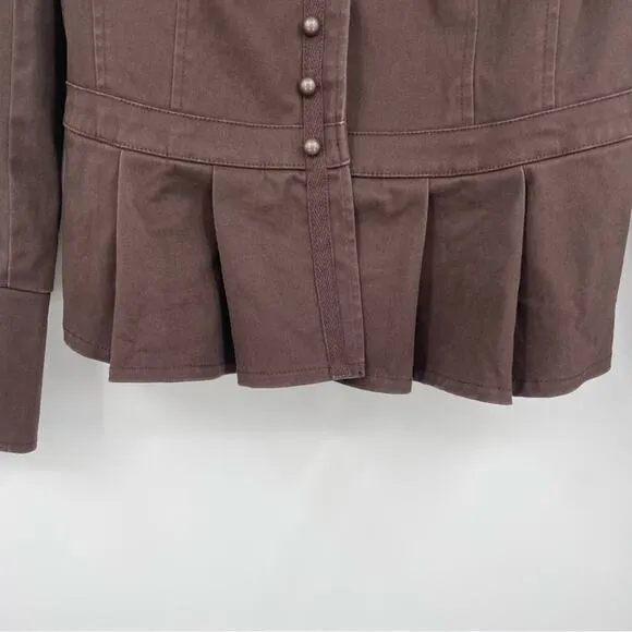 Boston Proper Brown Blazer‎ Peplum Pleated Size 8 - Image 2