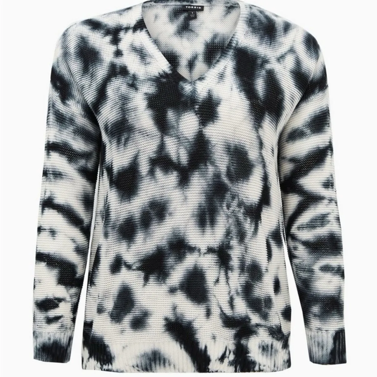 Torrid Black Gray Tie Dye‎ Cotton Pullover Sweater Size 3X - Image 4