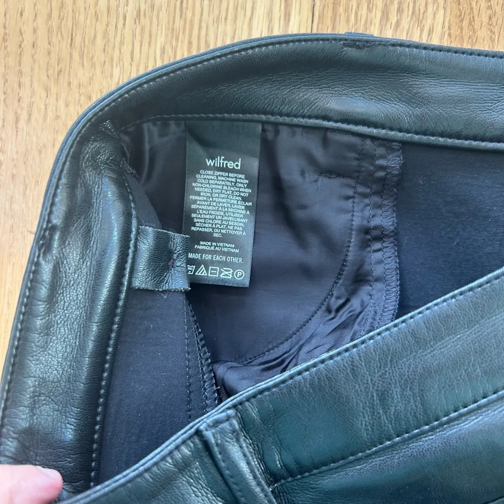 Aritzia Wilfred Melina Black Vegan Leather High Rise Straight Taper Leg Pants 6 - Image 5