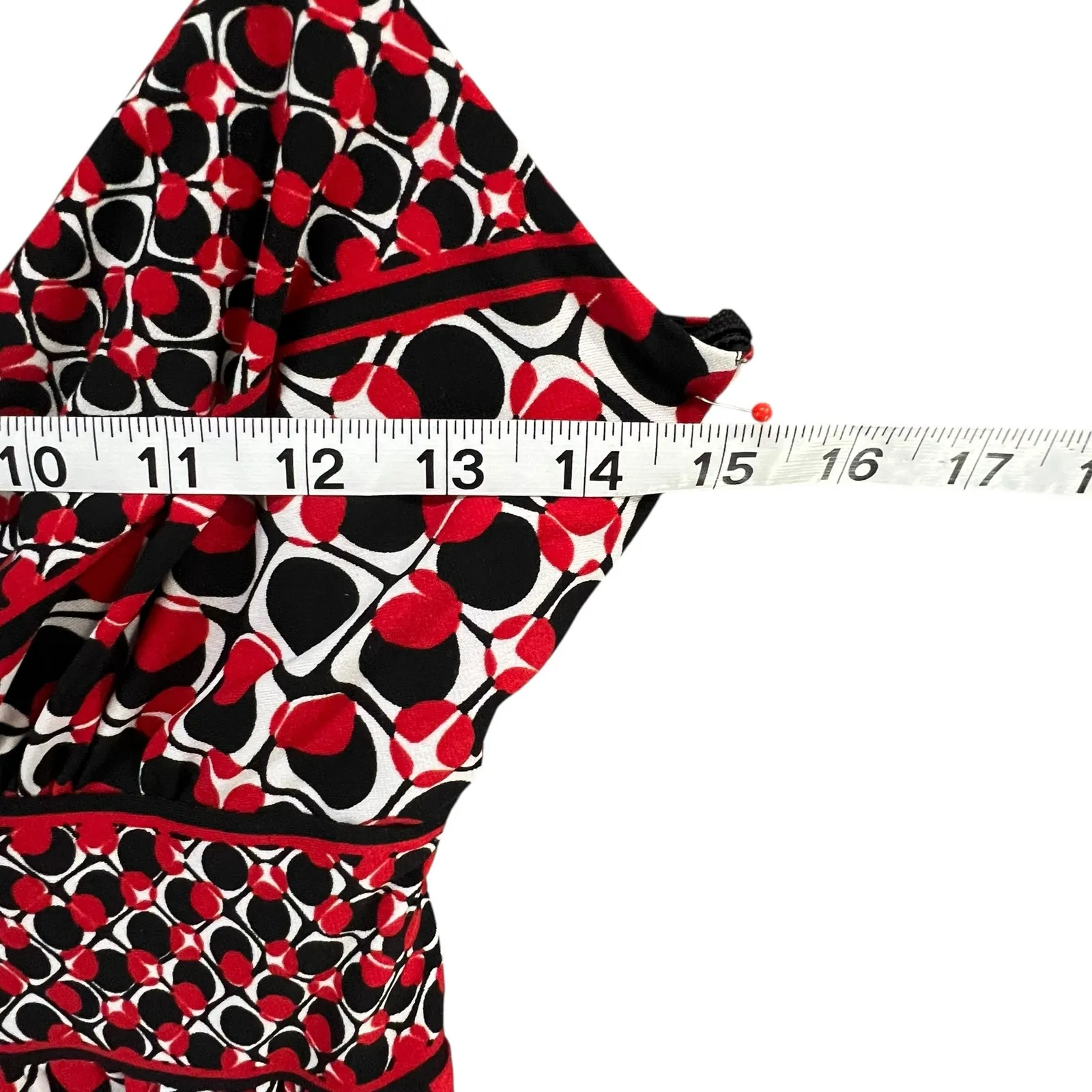 City Triangles Y2K Babydoll Dress L Red Black Geometric Stretch Coquette Retro - Image 8