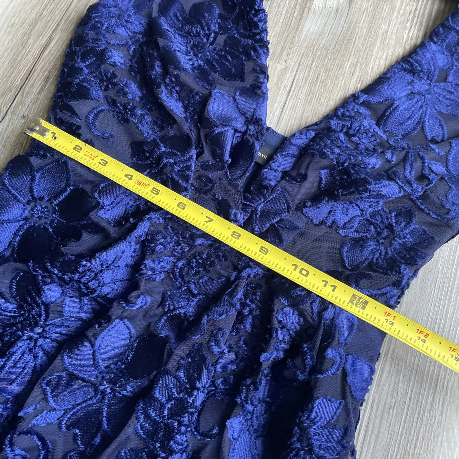 House of Harlow x Revolve Aurelia Midi Blue Sheer Asymmetrical Floral Dress S‎ - Image 8