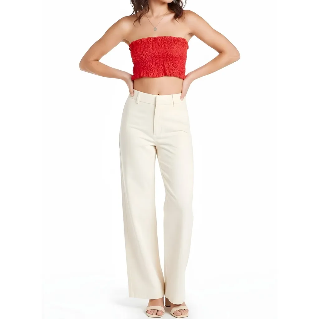 HILL HOUSE Scallop Lace June Nap Top, Poppy Red, XS - Image 3