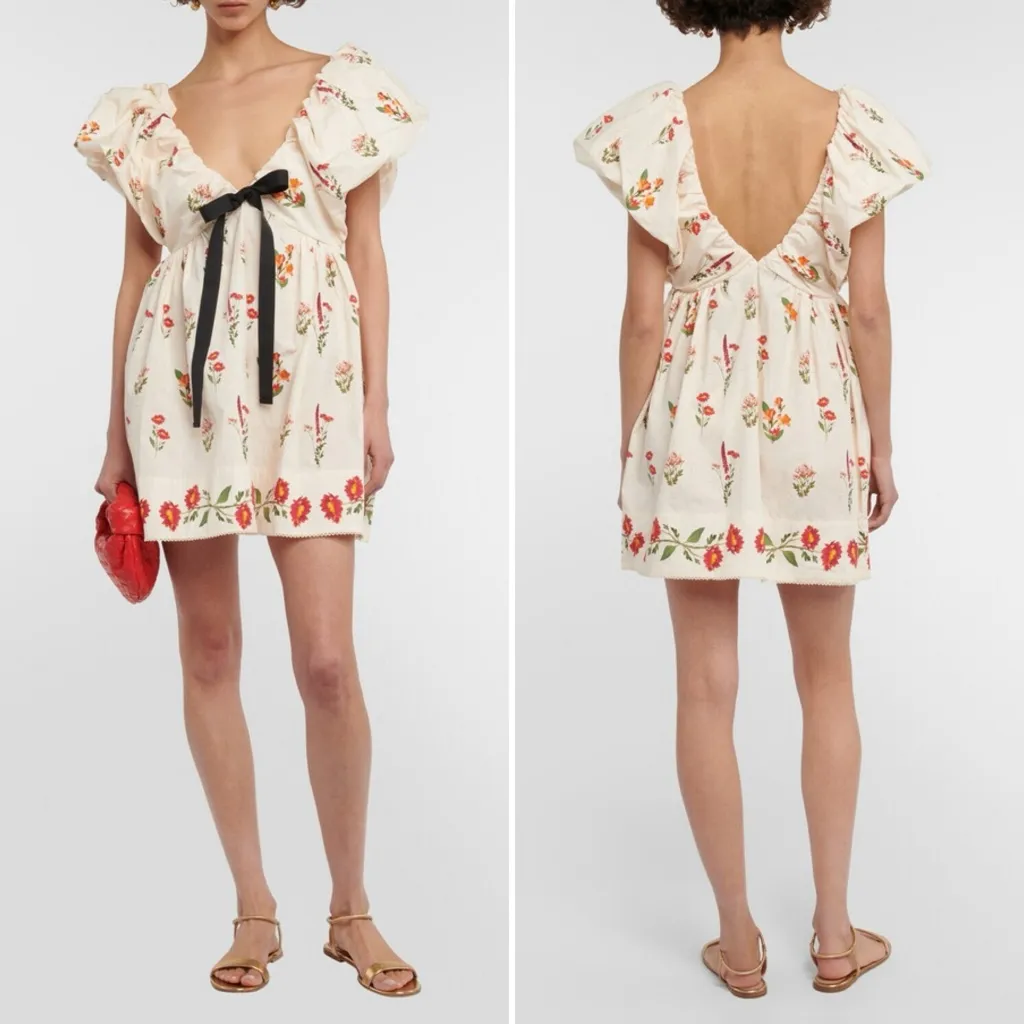 AGUA BY AGUA BENDITA Horizonte Oasis Mini Dress In Floral Print Size Medium Red - Image 2