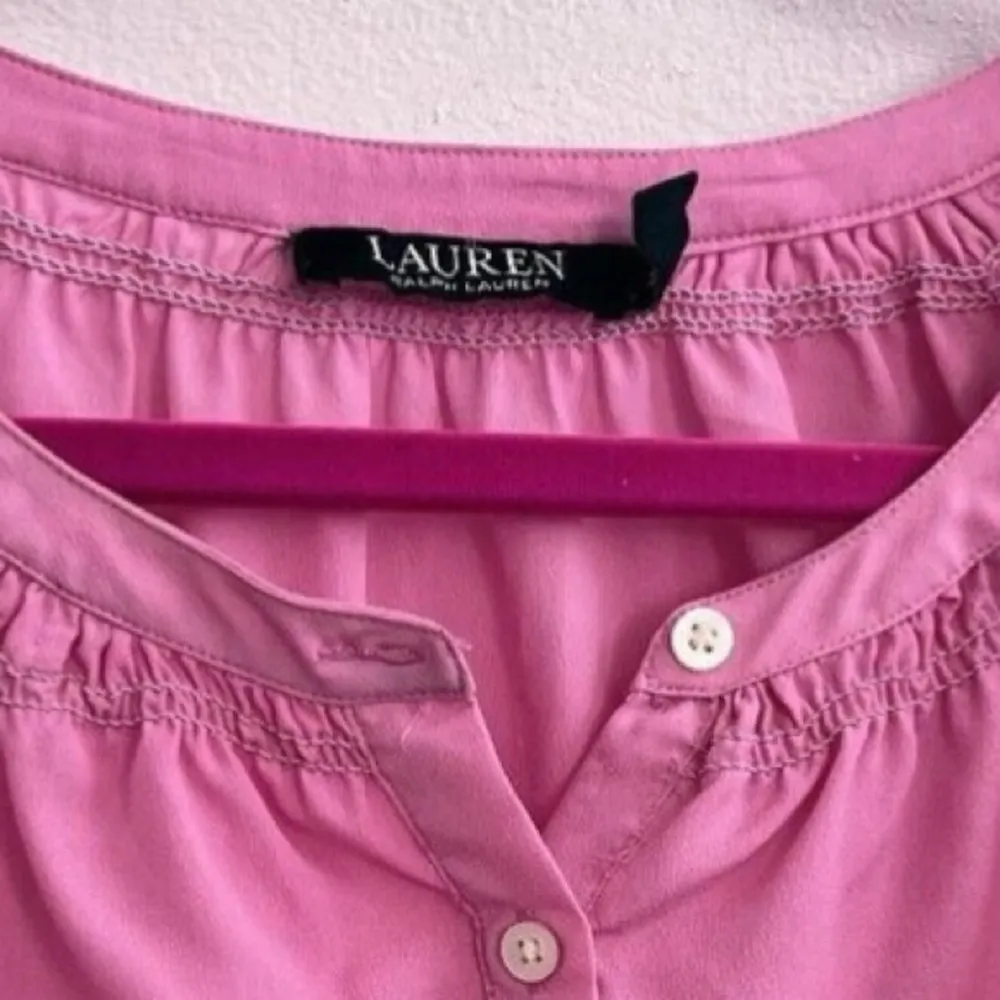 Lauren Ralph Lauren Pink Popover Blouse top XSmall 3/4 Sleeve button shirt NEW - Image 10