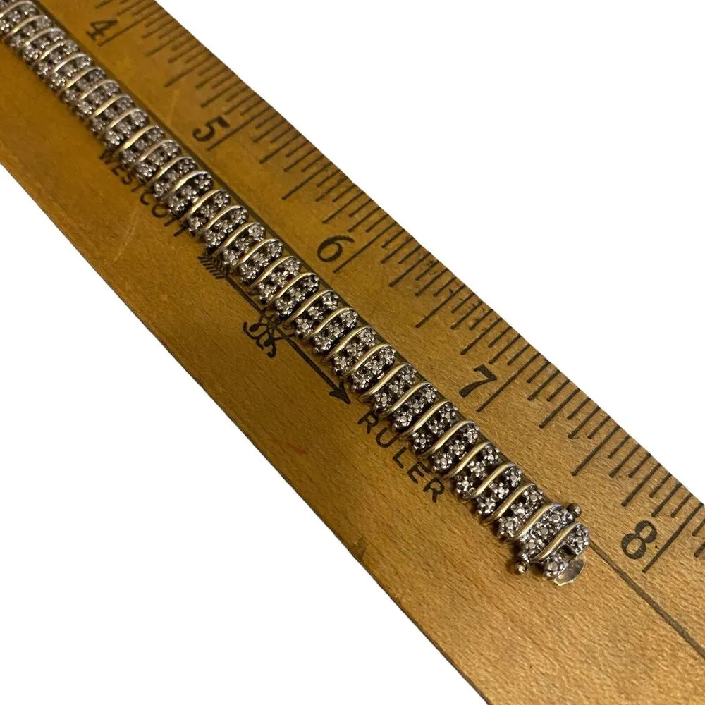 Ross Simons Gold Toned Sterling Silver Tennis Bracelet HEAVY PATINA - Image 9