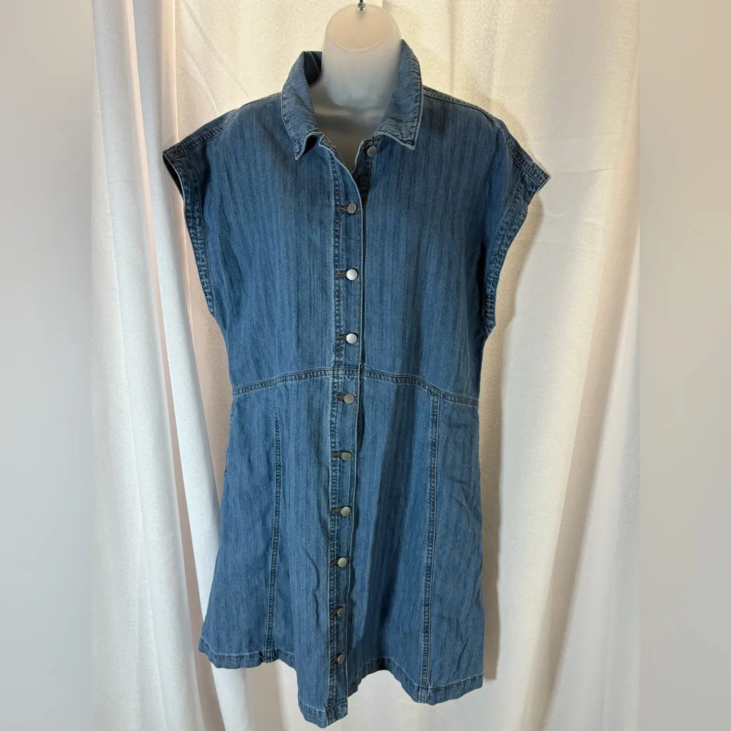 Universal Thread Denim Flouncy Dress Medium Wash | Size Large Jumper Button Down - Image 3
