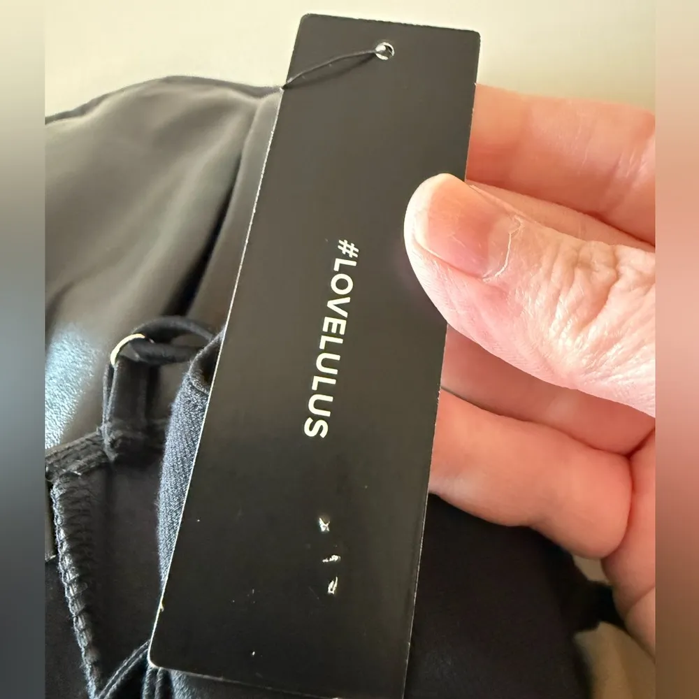 Lulus Taking Me There Black Vegan Leather Ruched Bodycon Mini Dress NWT Medium - Image 4