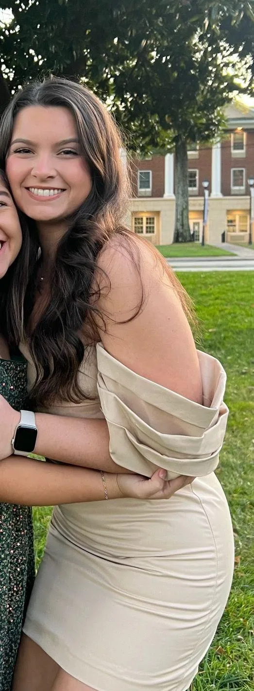 Love Song Beige Off-The-Shoulder Mini Dress - Image 3