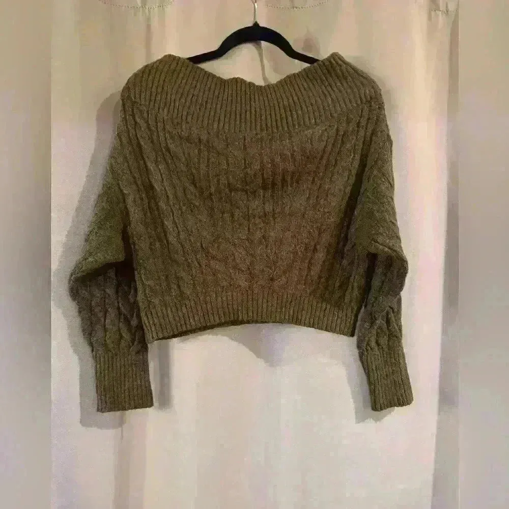 Women’s Brown Express Crop Top Sweater - Image 2