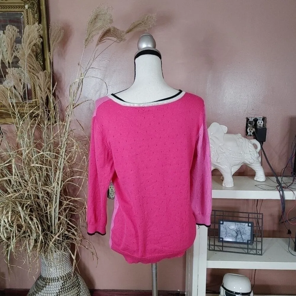 Joseph A  Size Medium M Rayon Nylon Pink Cardigan Chic Preppy Classy Sweater - Image 2