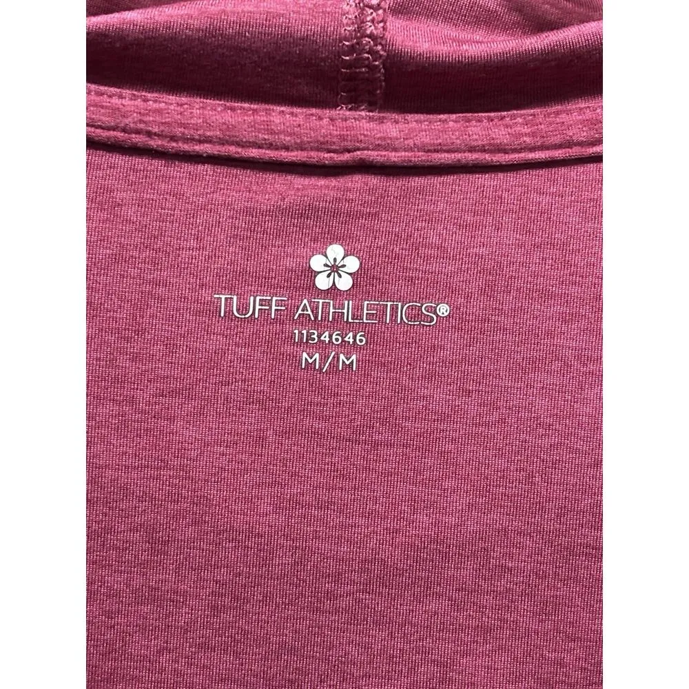 Tuff Athletics Top Pink Hood Long Sleeve Logo Size Medium Activewear - Image 2