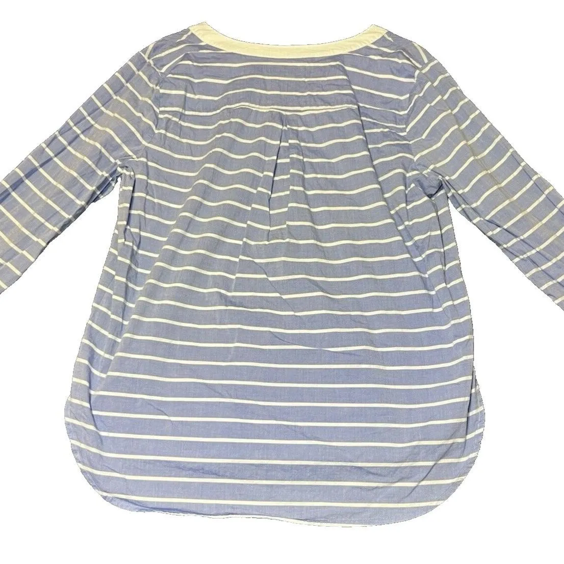Liz Claiborne Striped V-Neck Tunic Top Womens Size XL Blue White Nautical Casual - Image 3