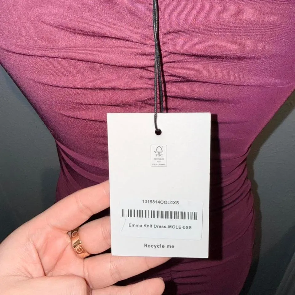 REFORMATION MAROON JERSEY MINI DRESS XS NWT - Image 4