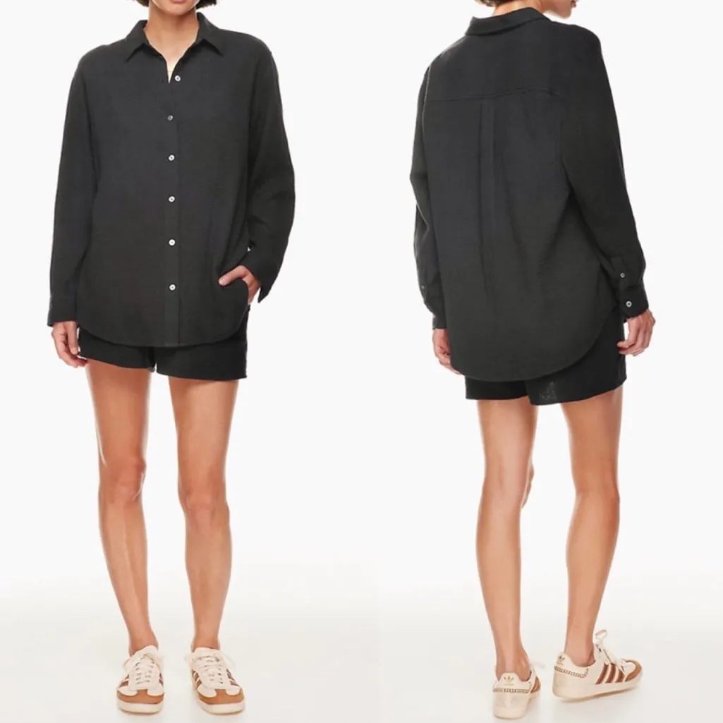Aritzia Wilfred Sail Shirt Set Button Down Organic Cotton Black Oversized Medium - Image 2