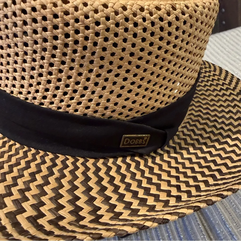 Dobbs Fifth Avenue (NY) Hat Straw Fedora Panama Black Band Size Small Orange - Image 8
