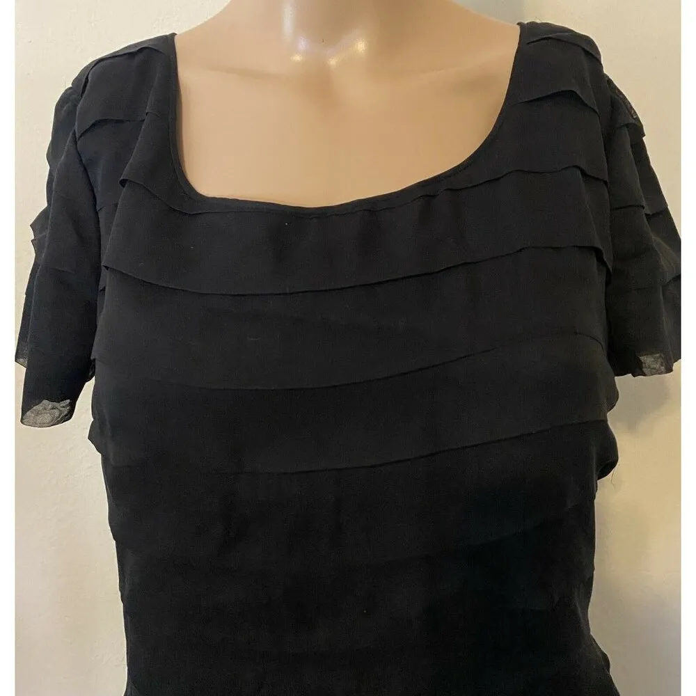 $870 VTG Bespoke Peggy Jennings 4/6 Silk Long Dress Gown Black Party Holiday - Image 4