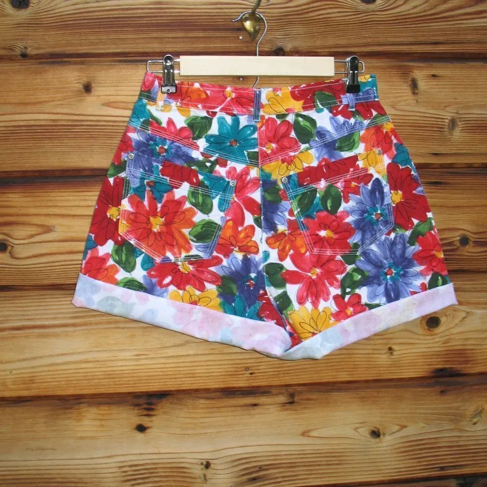 Vtg 90's High Rise Multi Shorts Red Size 10 - Image 5