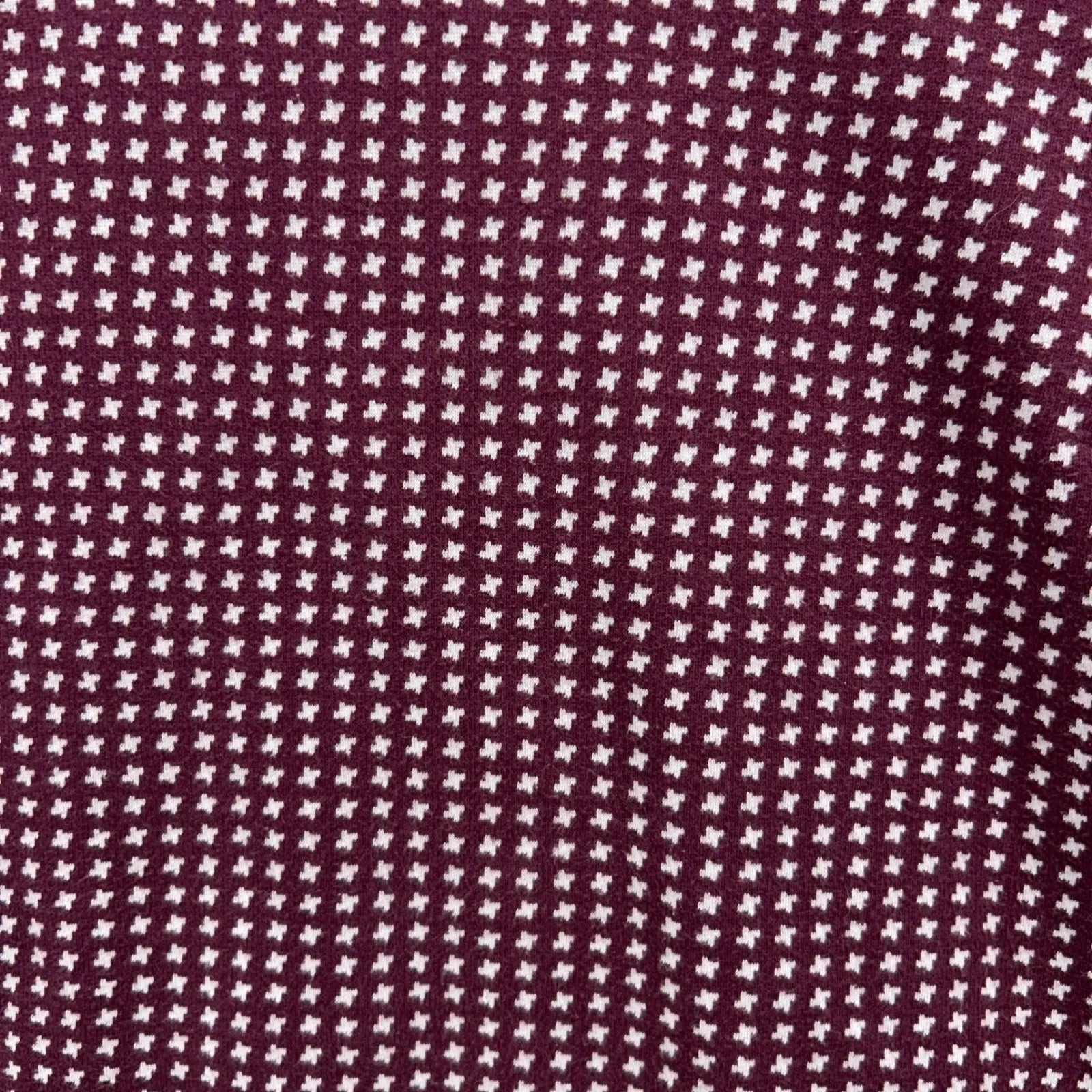 Talbots Womens Sweater Size L Maroon Houndstooth‎ 3/4 Sleeve Thick Cotton Knit - Image 8