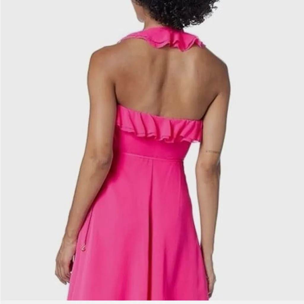 Trina Turk Naples Ruffle Wrap Dress‎ – 100% Silk, Hot Pink, Size 6 - Image 2