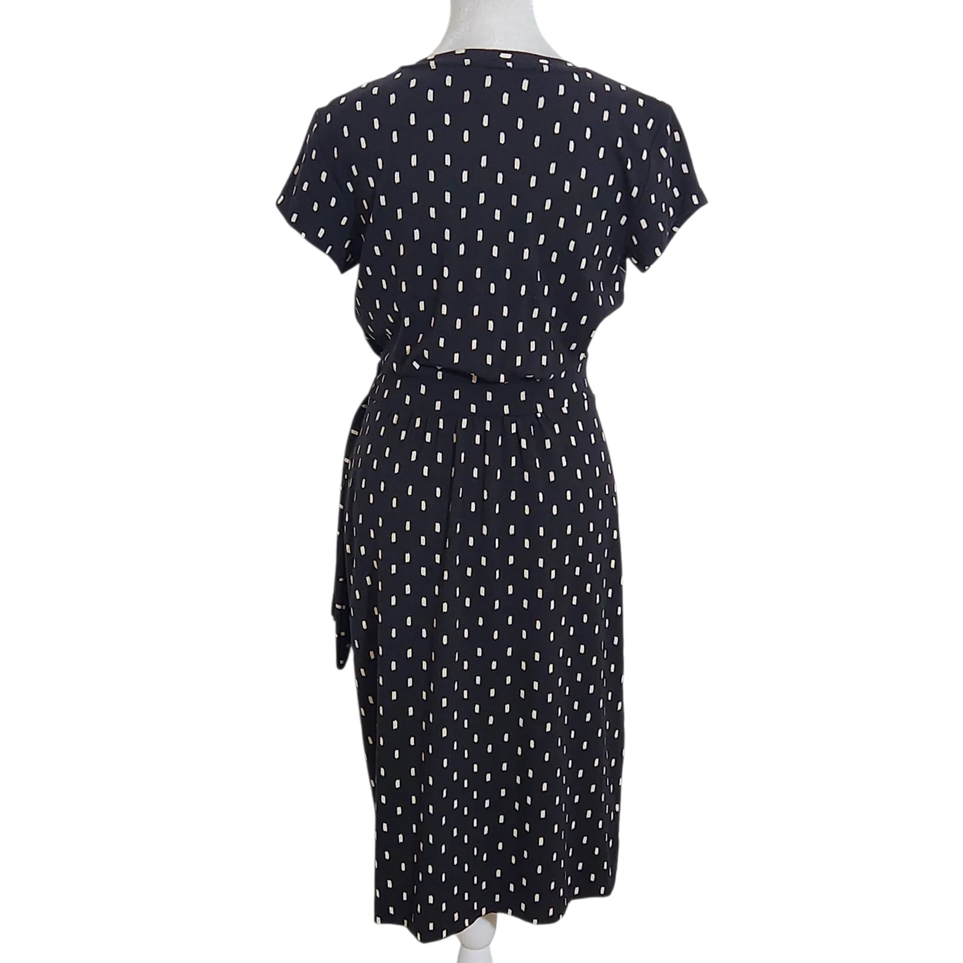Ann Taylor Black Print Wrap Dress Size 2 Black and White Wrap Style Dress - Image 2