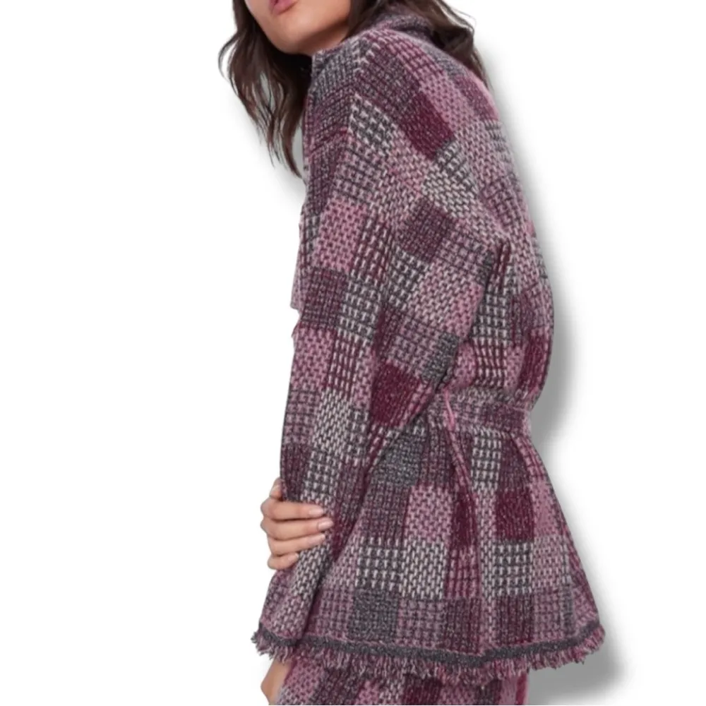 Zara Women's PLAID CHECK TWEED KNIT OVERSHIRT JACKET & SKIRT SET Sz L NWT RARE - Image 4