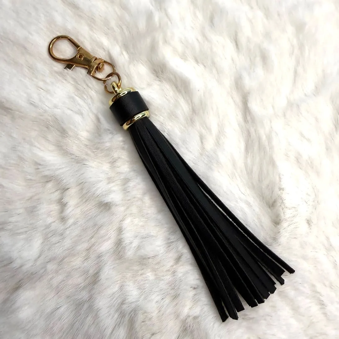 NEW Black Tassel Bag Charm Tassels Keychains Purse Fashion Charm - Image 2