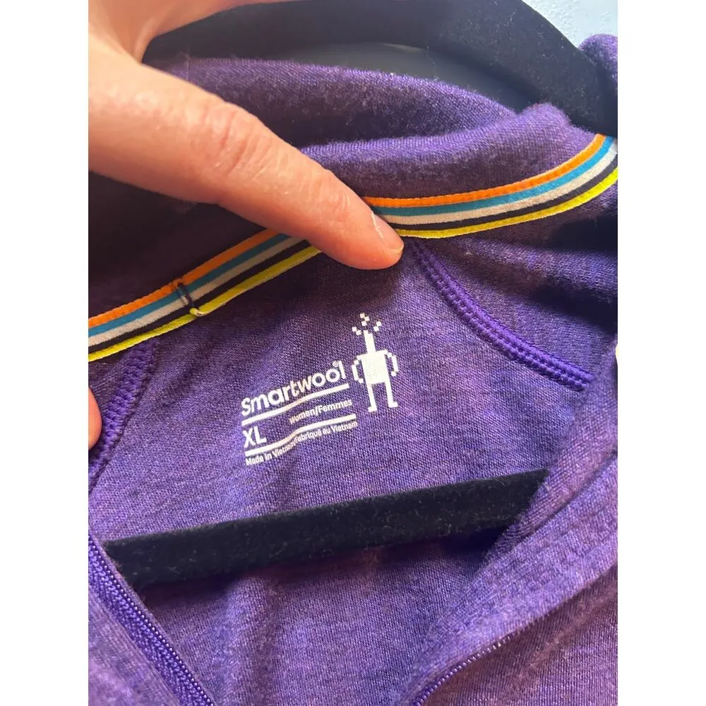 Smartwool  Purple Quarter Zip Base Layering Piece Women Size XL Long Sleeve - Image 3