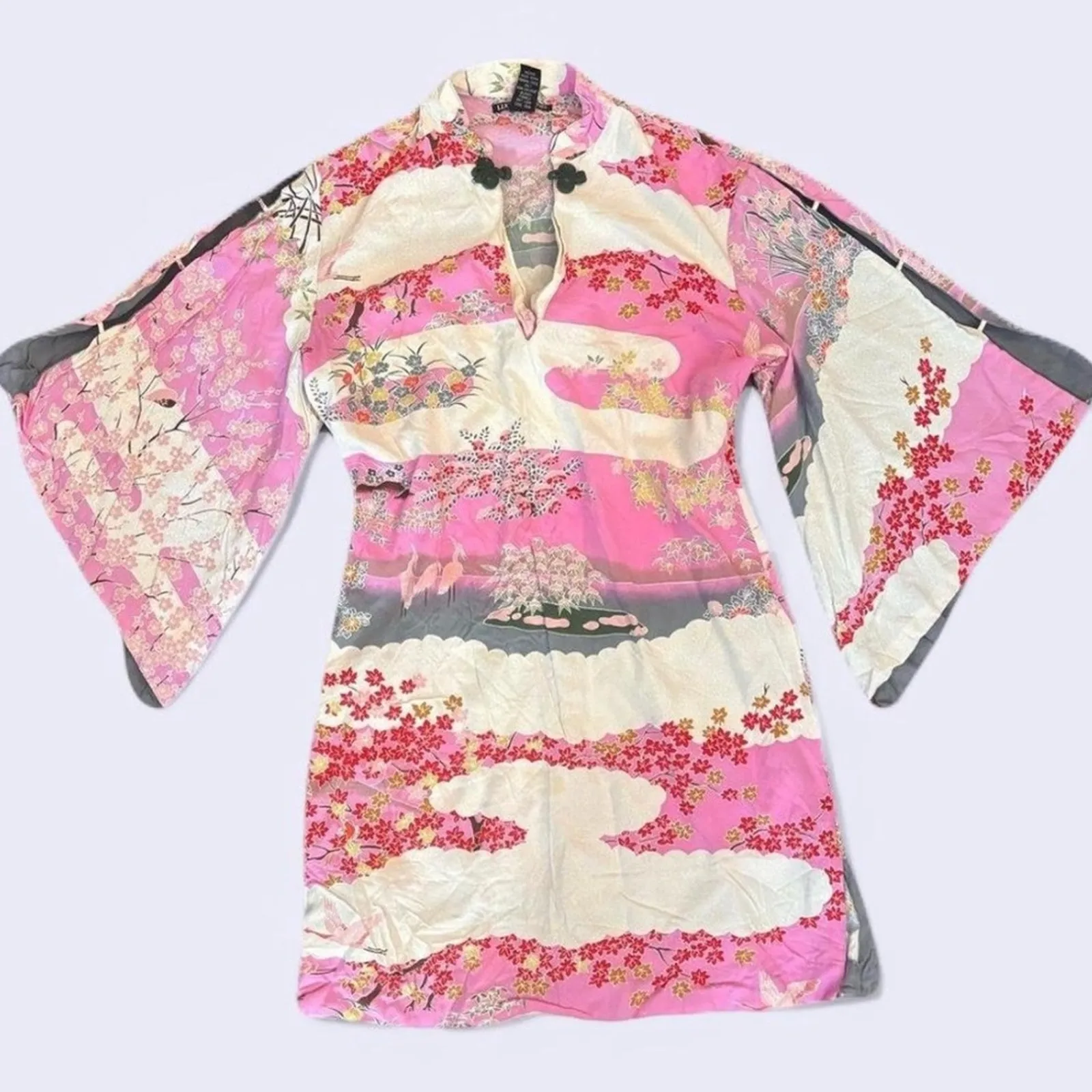 Y2k Lucky kimono mini dress Pink Size XS - Image 2