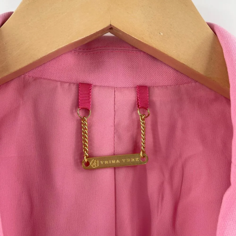 TRINA TURK Habanero Blazer Size 8 Bubblegum Pink Designer Luxury Business Office - Image 3