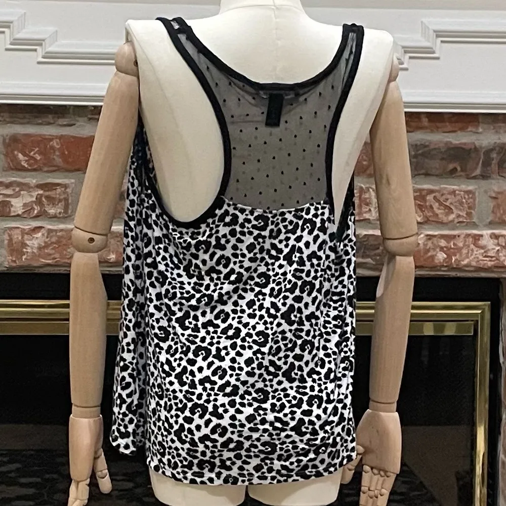René Rofé Sleepwear black and white leopard print top / L / Excellent co… - Image 4