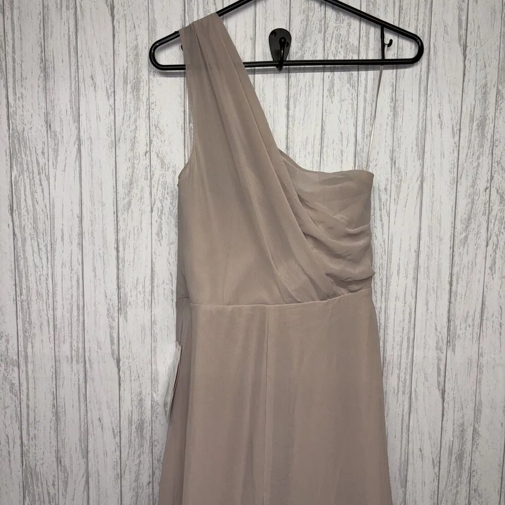 Womens Size S Birdy Grey Kira Chiffon Taupe Bridesmaid Dress NWT - Image 8