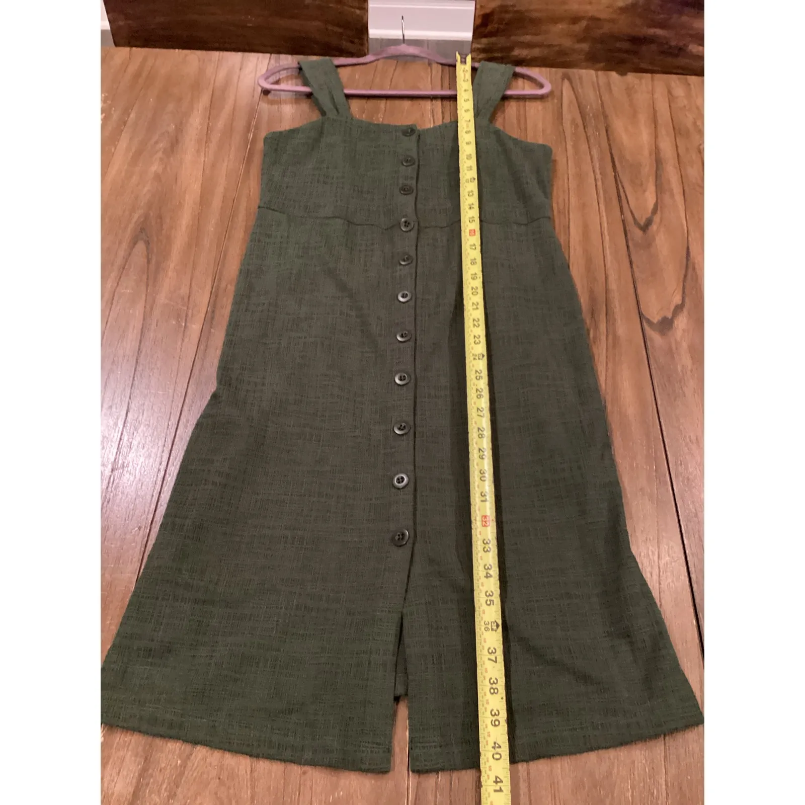 Madewell Texture & Thread Button-Front Tank Dress in Dark Forest Green Sz S NWT - Image 4