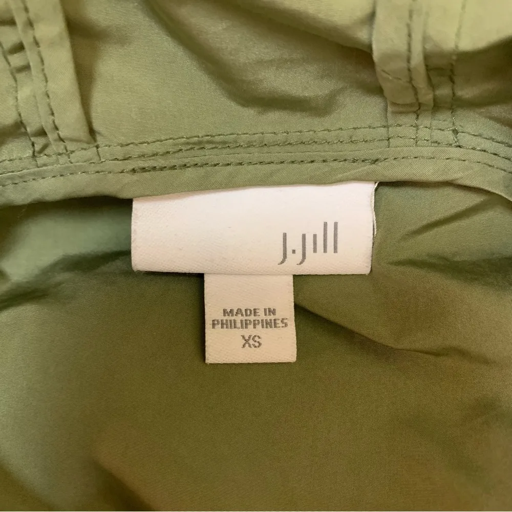 J Jill Green Utility Jacket Hooded Zip Up Drawstring Waist Lightweight Casual XS - Image 5