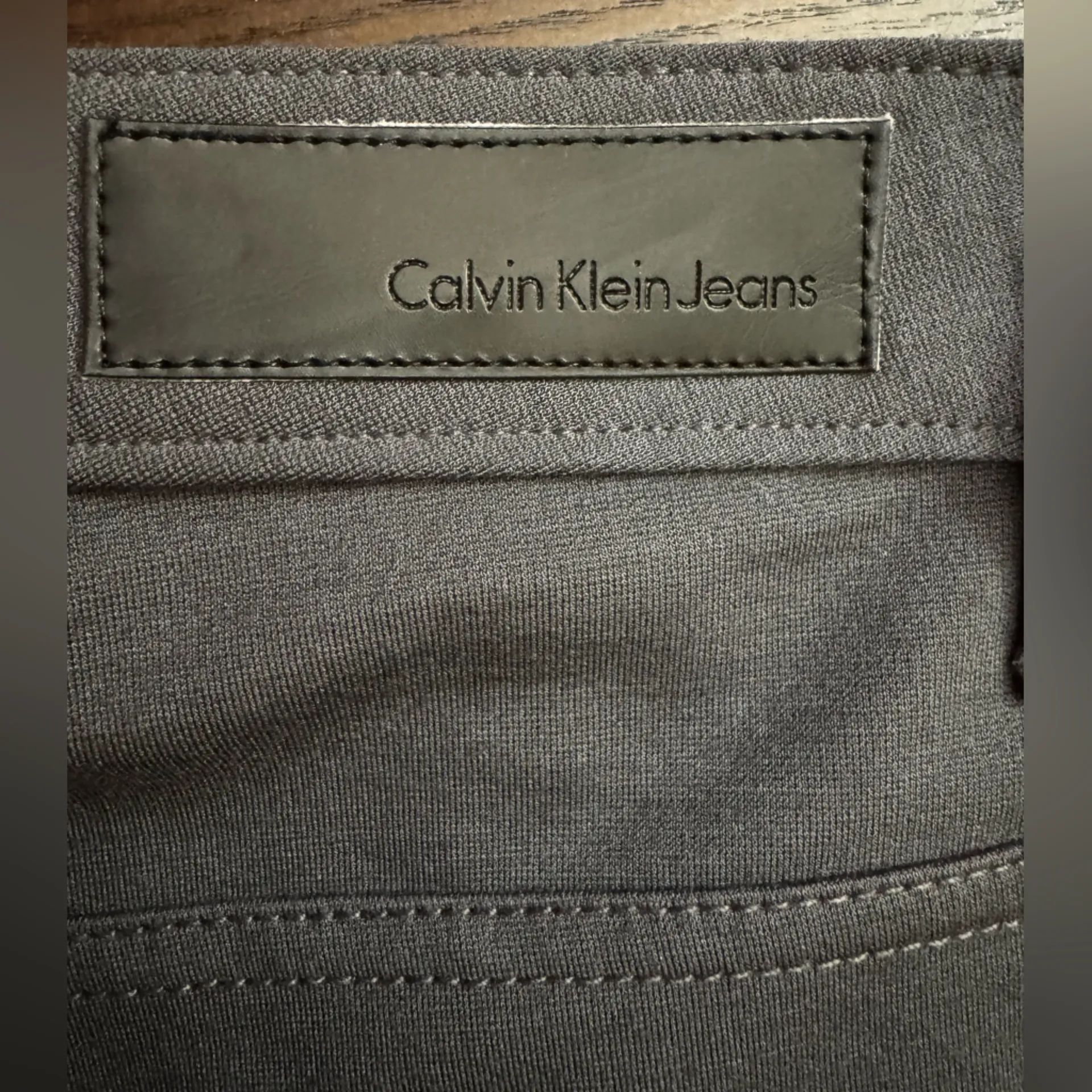 Calving Klein Jeans Gray Straight Leg Pants Faux Leather Pocket Women's Size 12 - Image 4