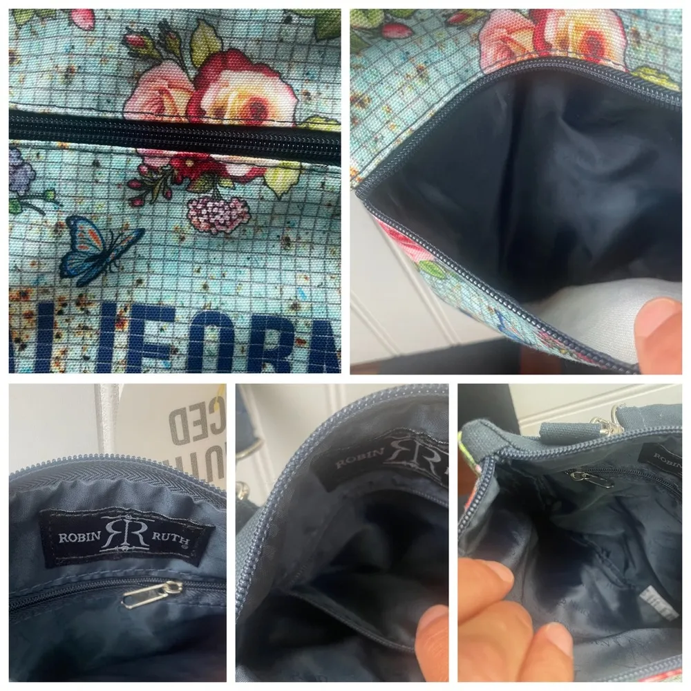 Robin Ruth Crossbody Bag Purse California Blue Floral NWT Small Canvas statement - Image 7