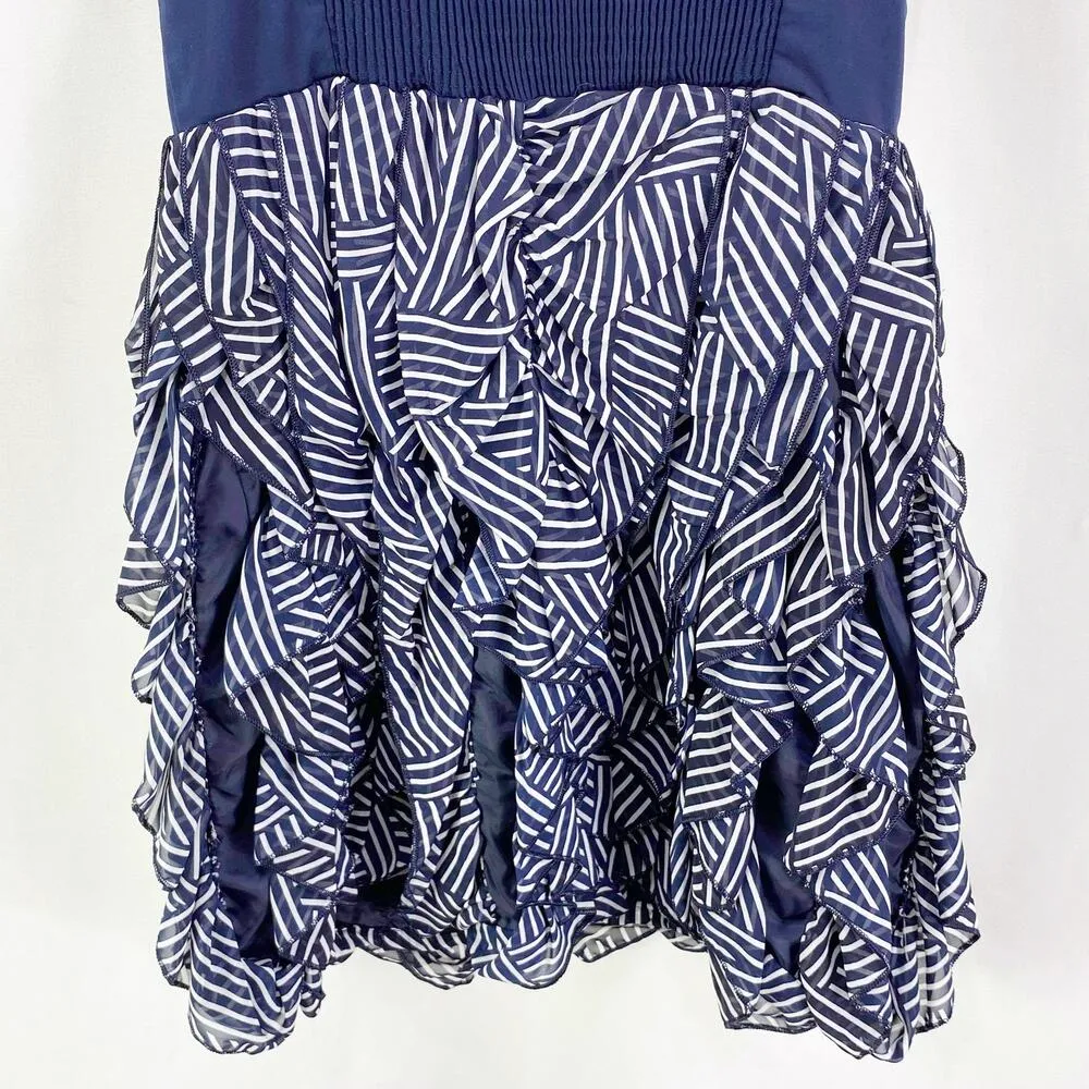 H&M Navy Blue Striped Empire Waist Sleeveless Mini Dress - Image 7