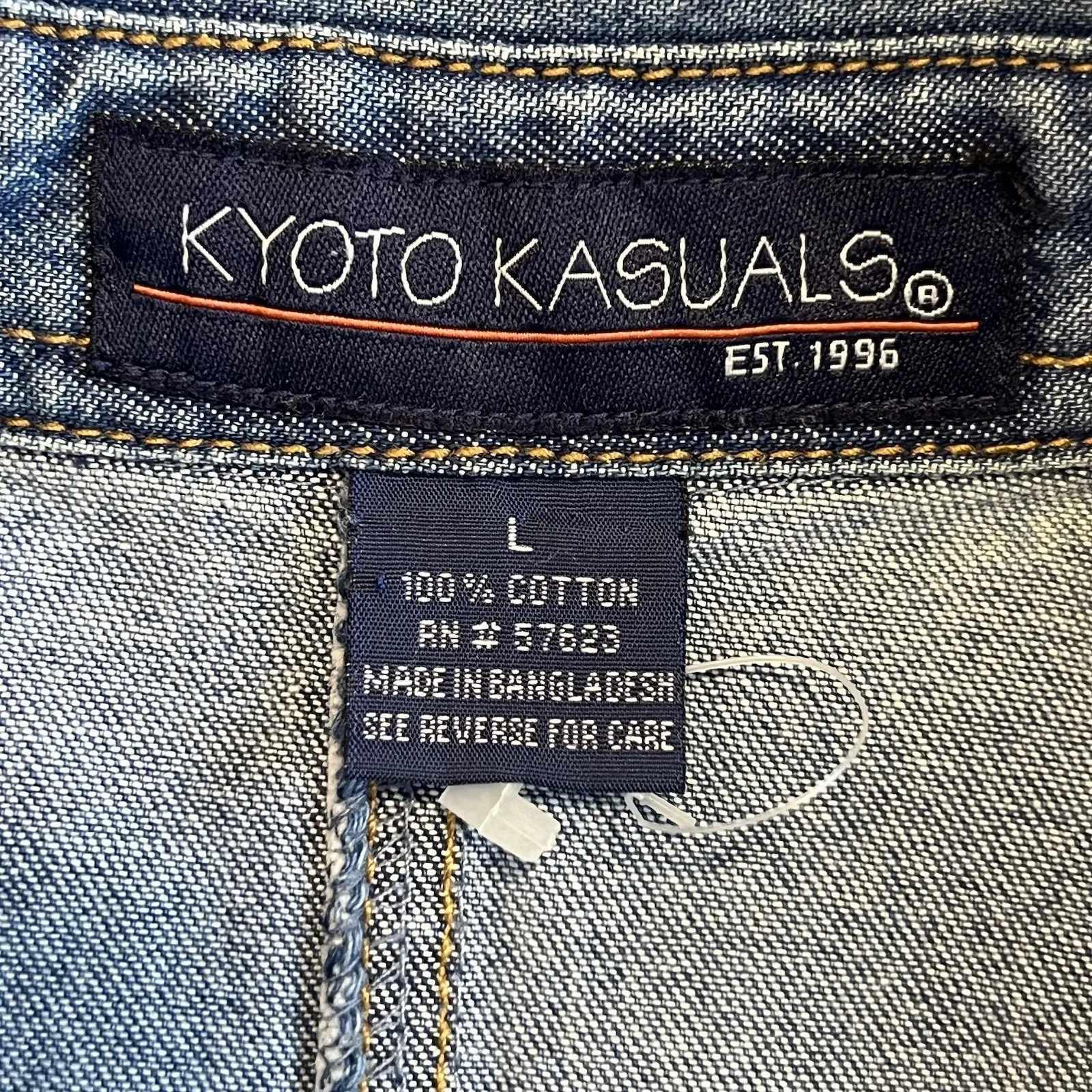 Kyoto Kasuals Size Large Denim Jean Button Up Dress Sleeveless Cowgirl Western.. Blue - Image 3