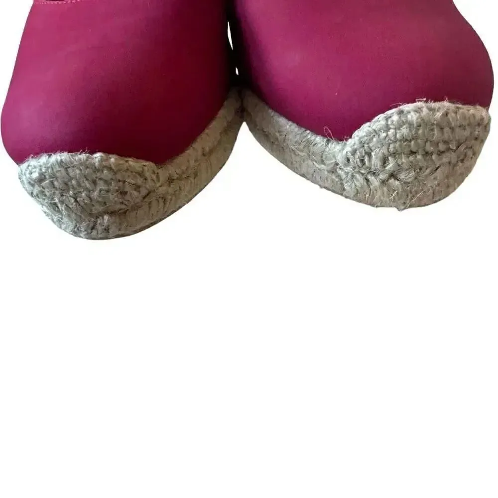 Margaux Red/ Wine Espadrilles Women’s Faux Suede Wedge Lace Up Sandals Red Sz 10 - Image 3