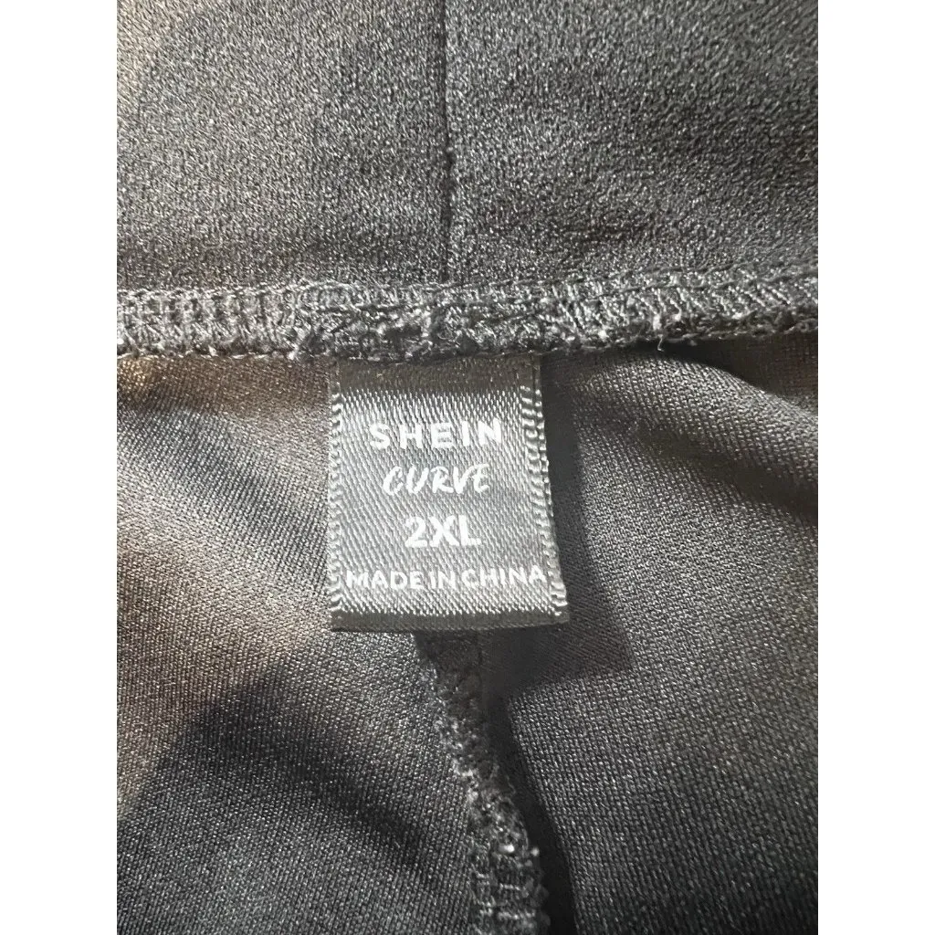 SHEIN Curve Black Dress Career Pants Cropped 2XL Pleated Front Elastic Waist - Image 5