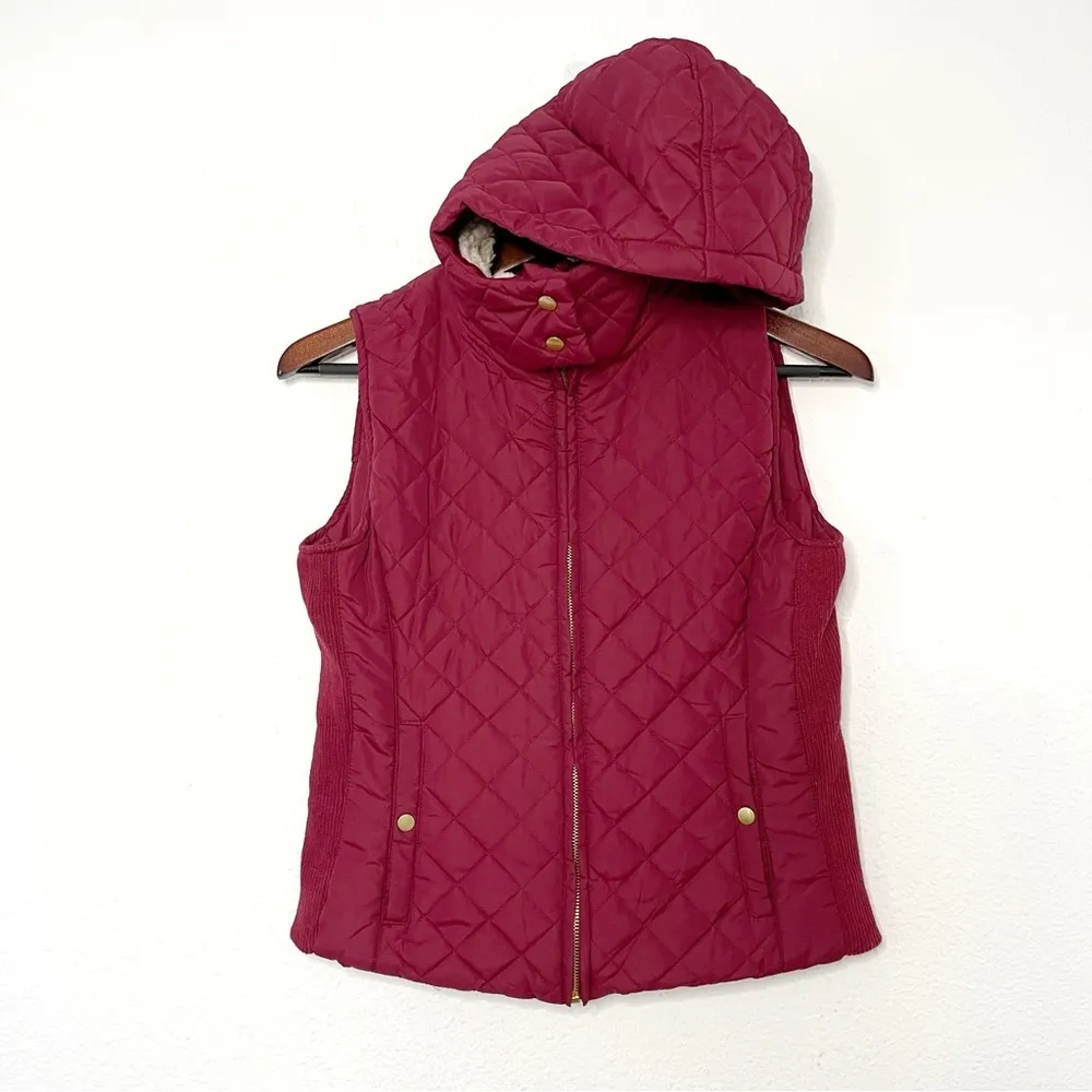 Active USA High Neck Quilted Zip Up Puffer hoodie Vest Jacket size S - Image 2