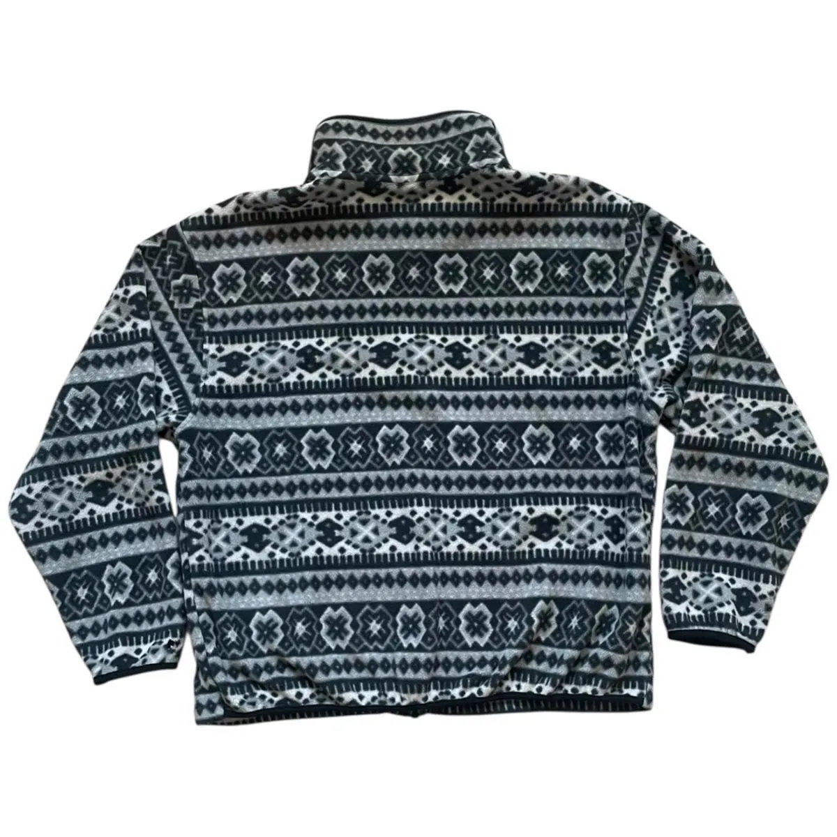 Vintage L.L. Bean Fleece Sweater Full Zip Aztec Navajo Women’s Size APPROX Large Black - Image 2