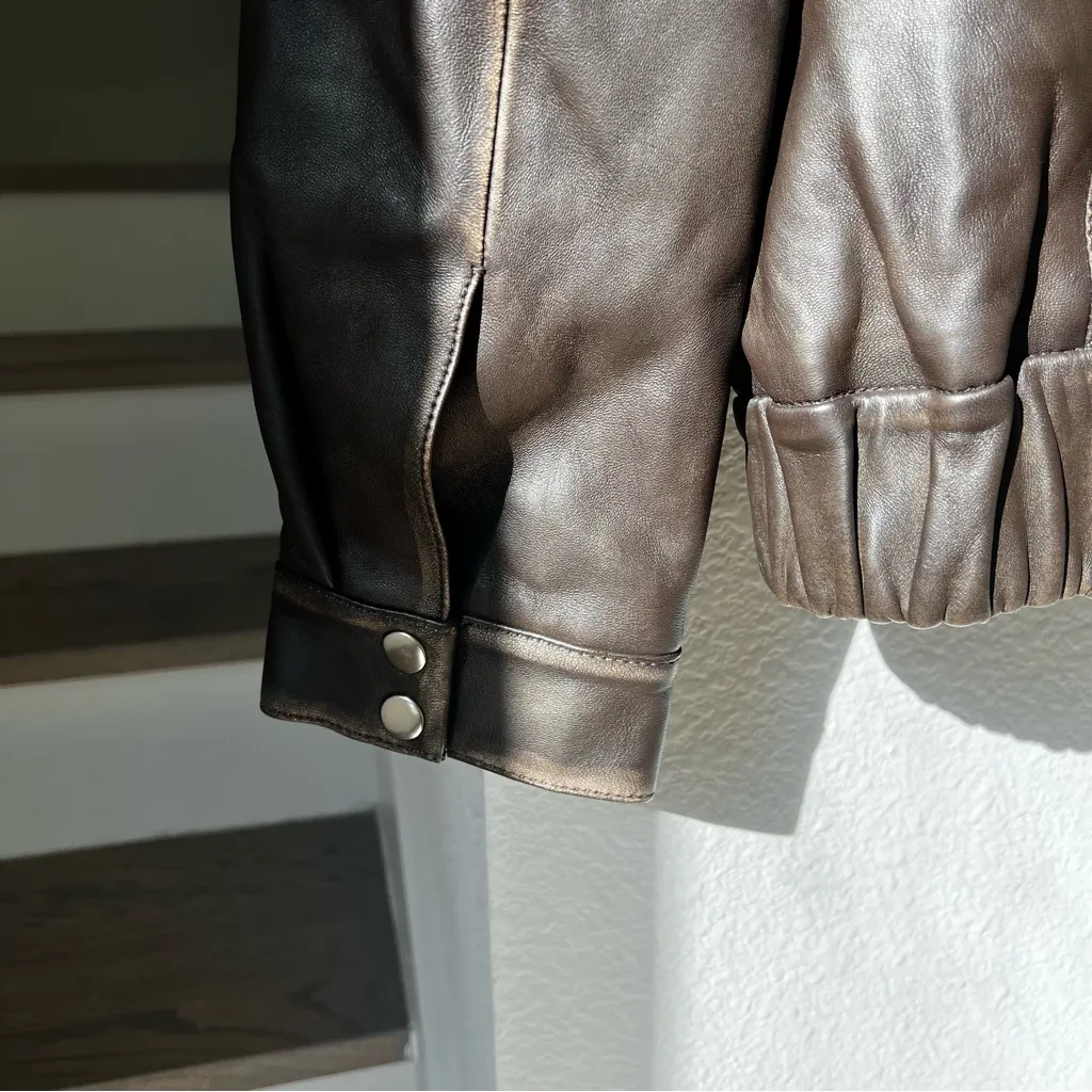 NWT Reformation Veda Brandon Leather Jacket in Pitstop Brown - Image 7