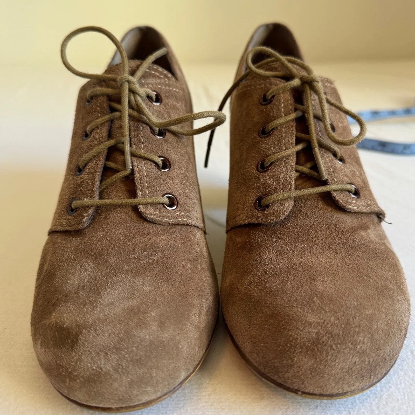 Sofft sz 9 Womens Brown Suede Lace Up Oxford Heel Flapper Retro Leather Booties - Image 5