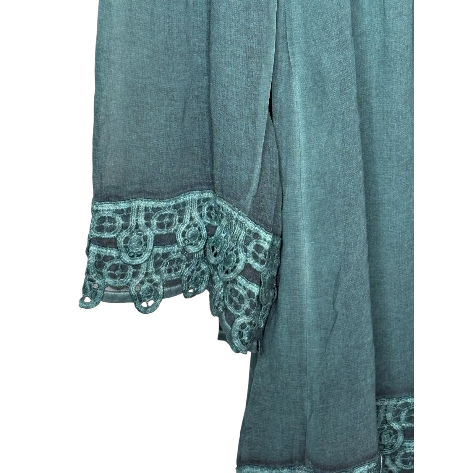 Sea Gypsies By Lost Hey Sunshine Dress Teal Green Boho Mock Neck Size Small NWT - Image 9