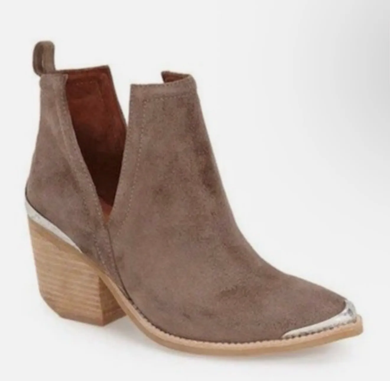 Jeffrey Campbell Cromwell Suede Ankle Booties Grey Western Pointed Toe - Image 2