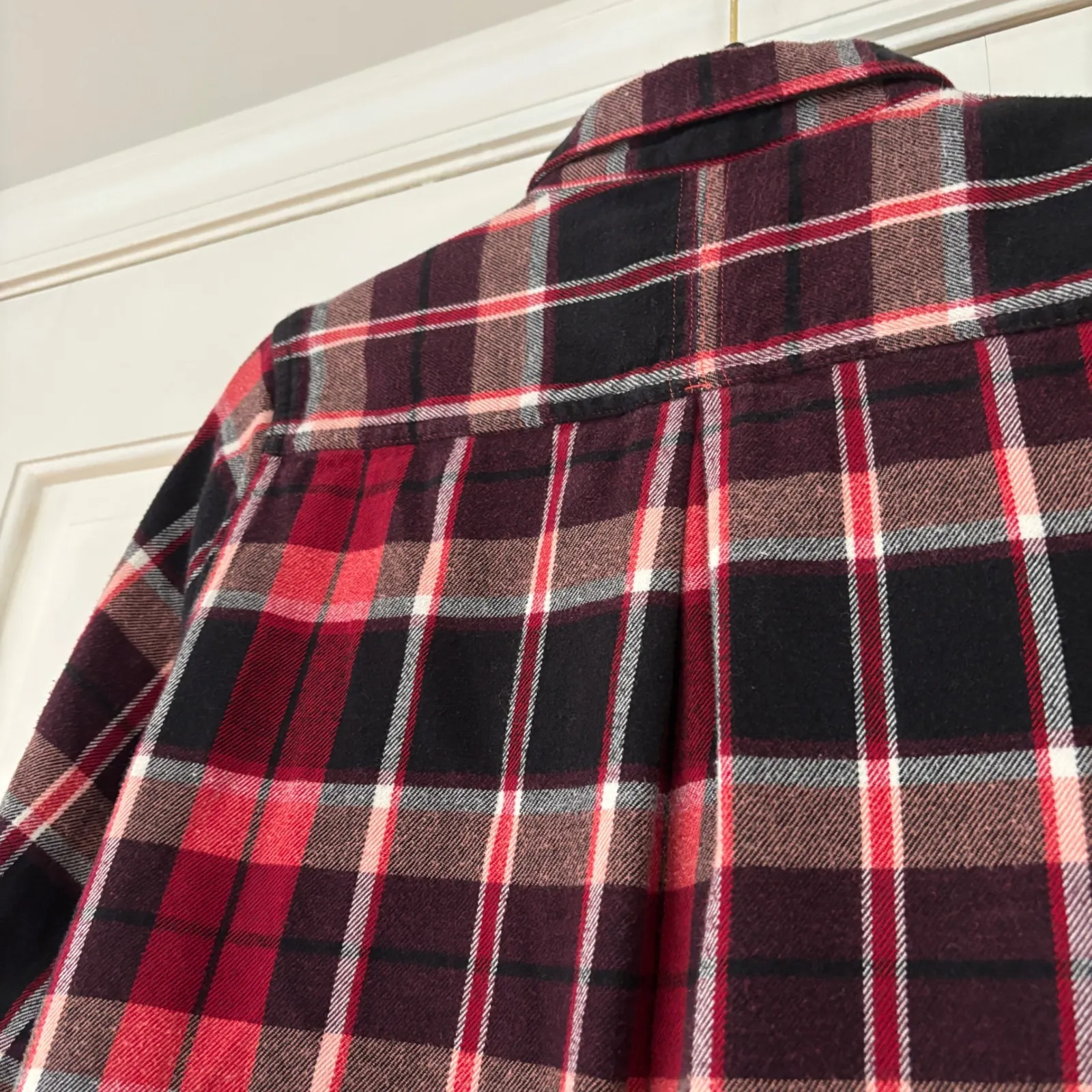 Woolrich Womens Flannel Shirt Red Black Plaid Buffalo Check Button Up Size Large - Image 9