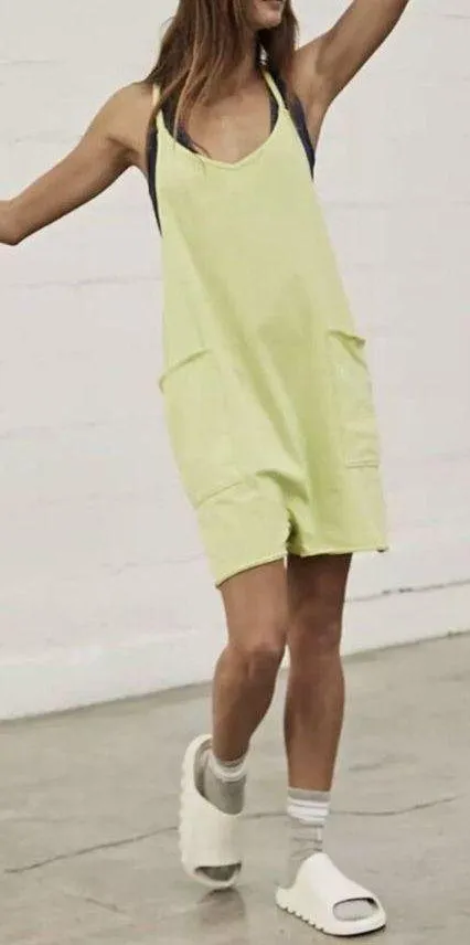 Free People Movement Lime Green Hot Shot Spaghetti Strap Relaxed Fit Romper - Image 2
